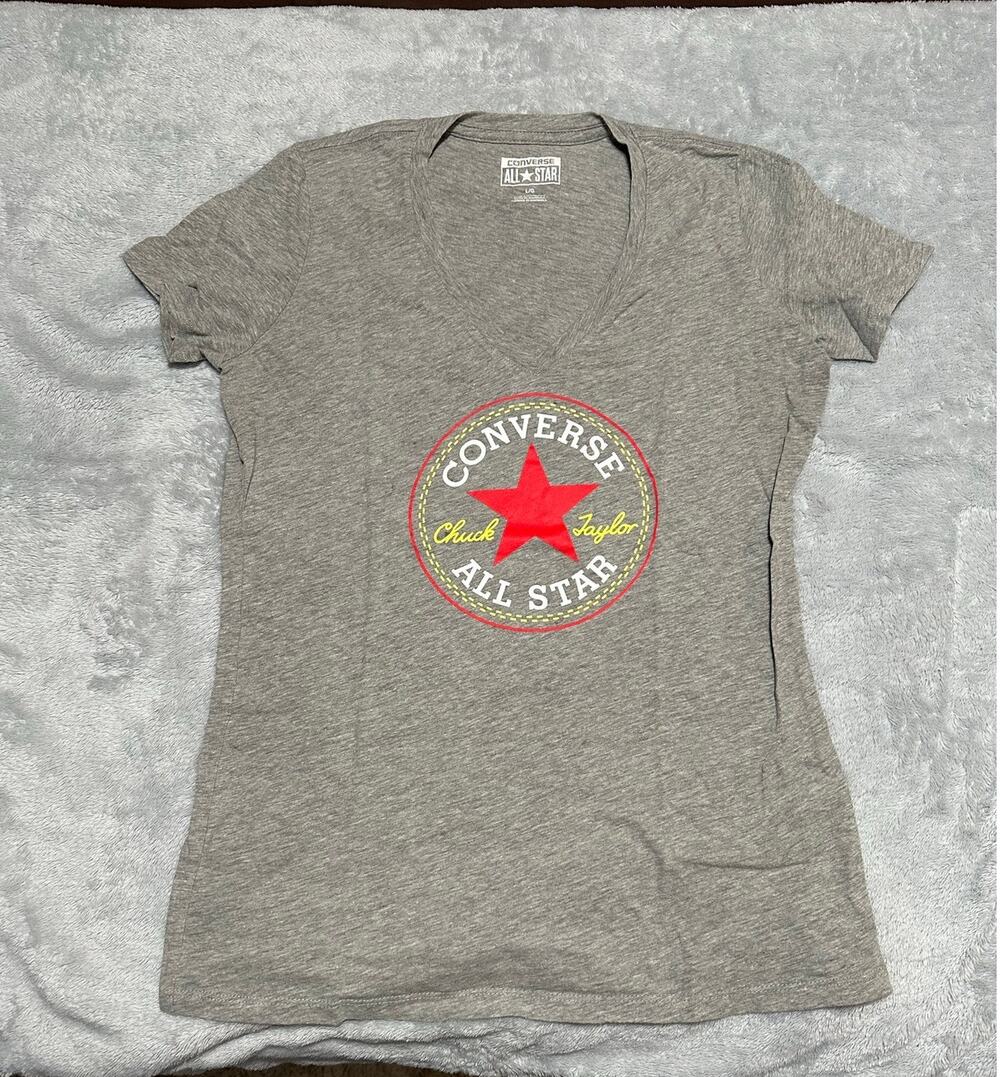 Converse Gray/Yellow/Red/White V-neck Large T-Shirt